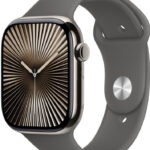 Apple Watch Series 10 46mm Cellular přírodní titan se skálově šedým sportovním řemínkem S/M MWY93QC/A návod