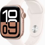 Apple Watch Series 10 46mm Cellular růžově zlatý hliník se světle ruměným sportovním řemínkem S/M MWY63QC/A návod