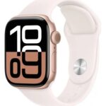 Apple Watch Series 10 42mm růžově zlatý hliník se světle ruměným sportovním řemínkem S/M MWWH3ET/A návod
